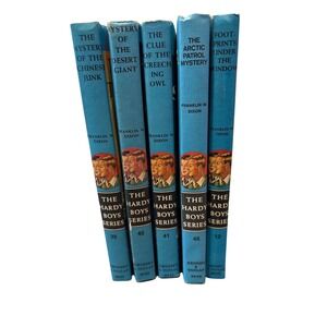 Vintage Hardy Boys Books Lot of 5 Blue Tweed Hardcovers Grosset Dunlap Classic